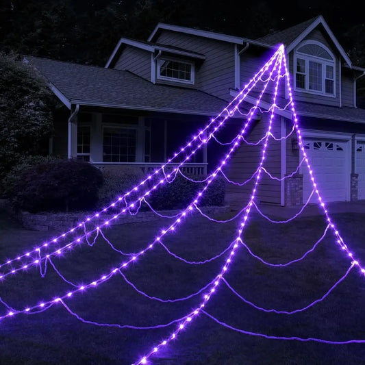 Giant Glowing Spider Web with Remote (16.4-ft Halloween Outdoor Decor)