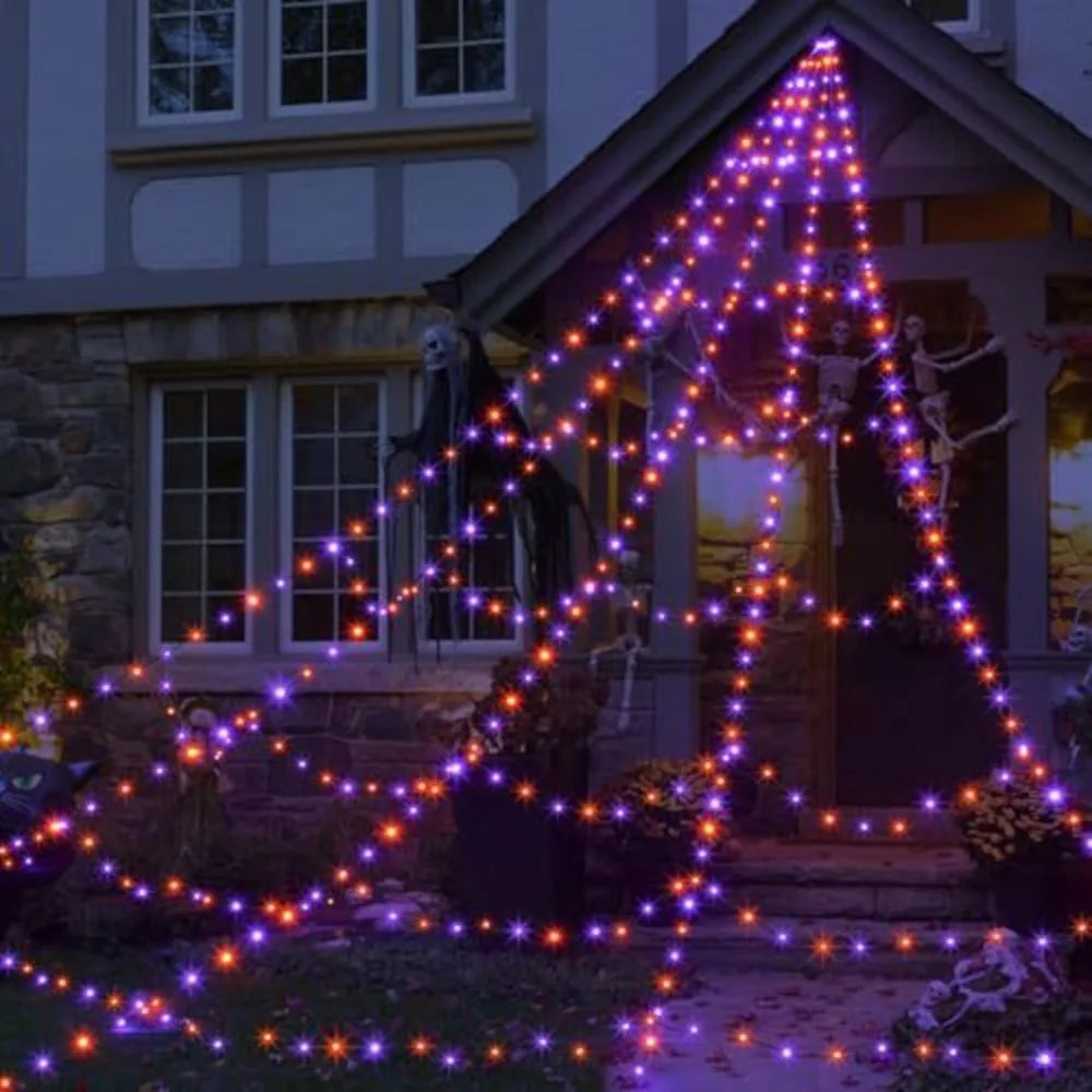 Giant Glowing Spider Web with Remote (16.4-ft Halloween Outdoor Decor)