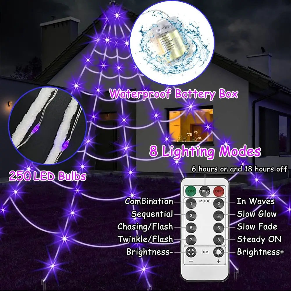Giant Glowing Spider Web with Remote (16.4-ft Halloween Outdoor Decor)
