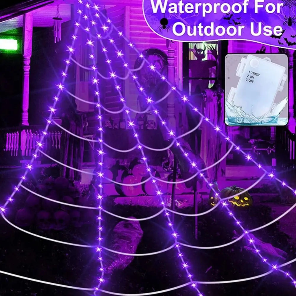 Giant Glowing Spider Web with Remote (16.4-ft Halloween Outdoor Decor)