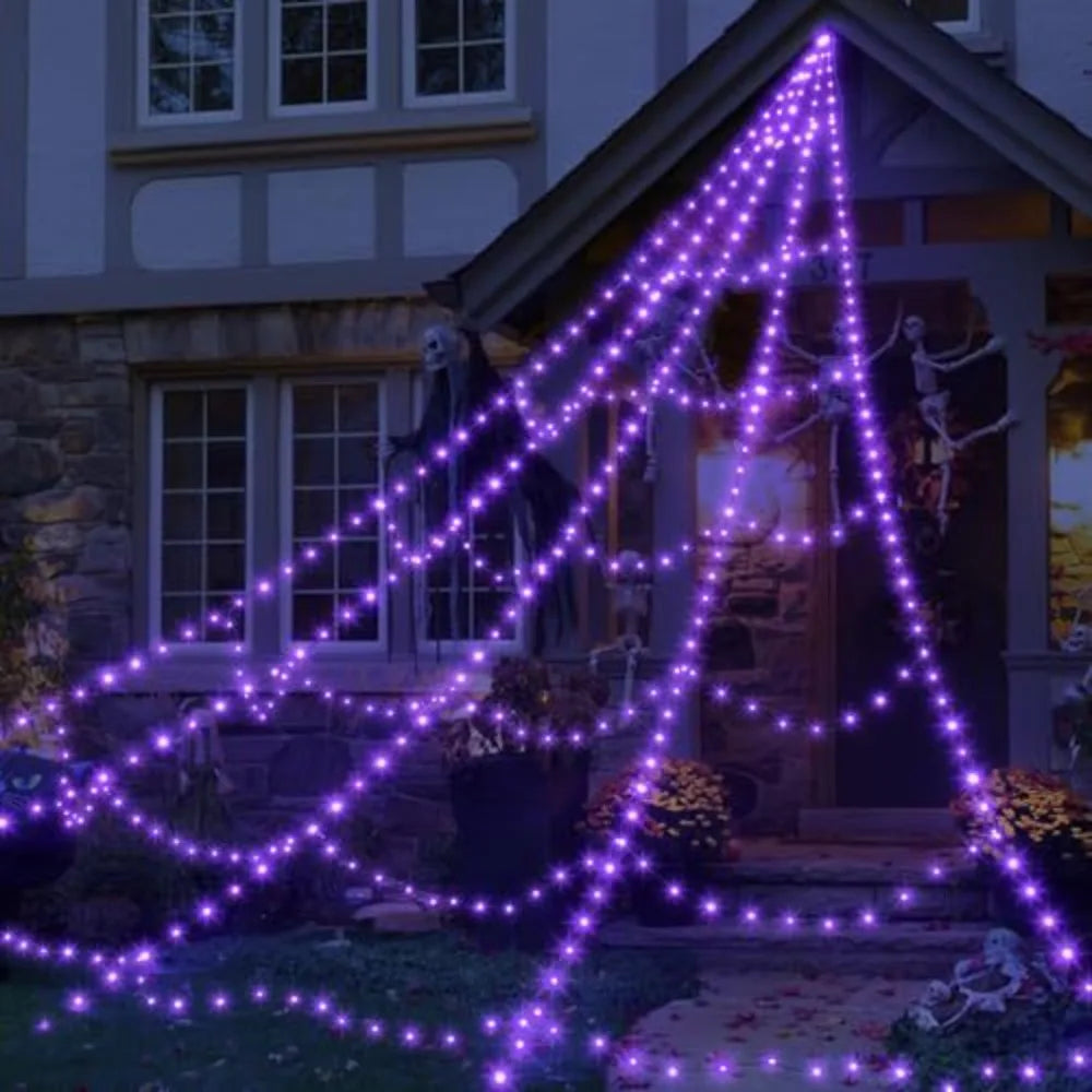 Giant Glowing Spider Web with Remote (16.4-ft Halloween Outdoor Decor)