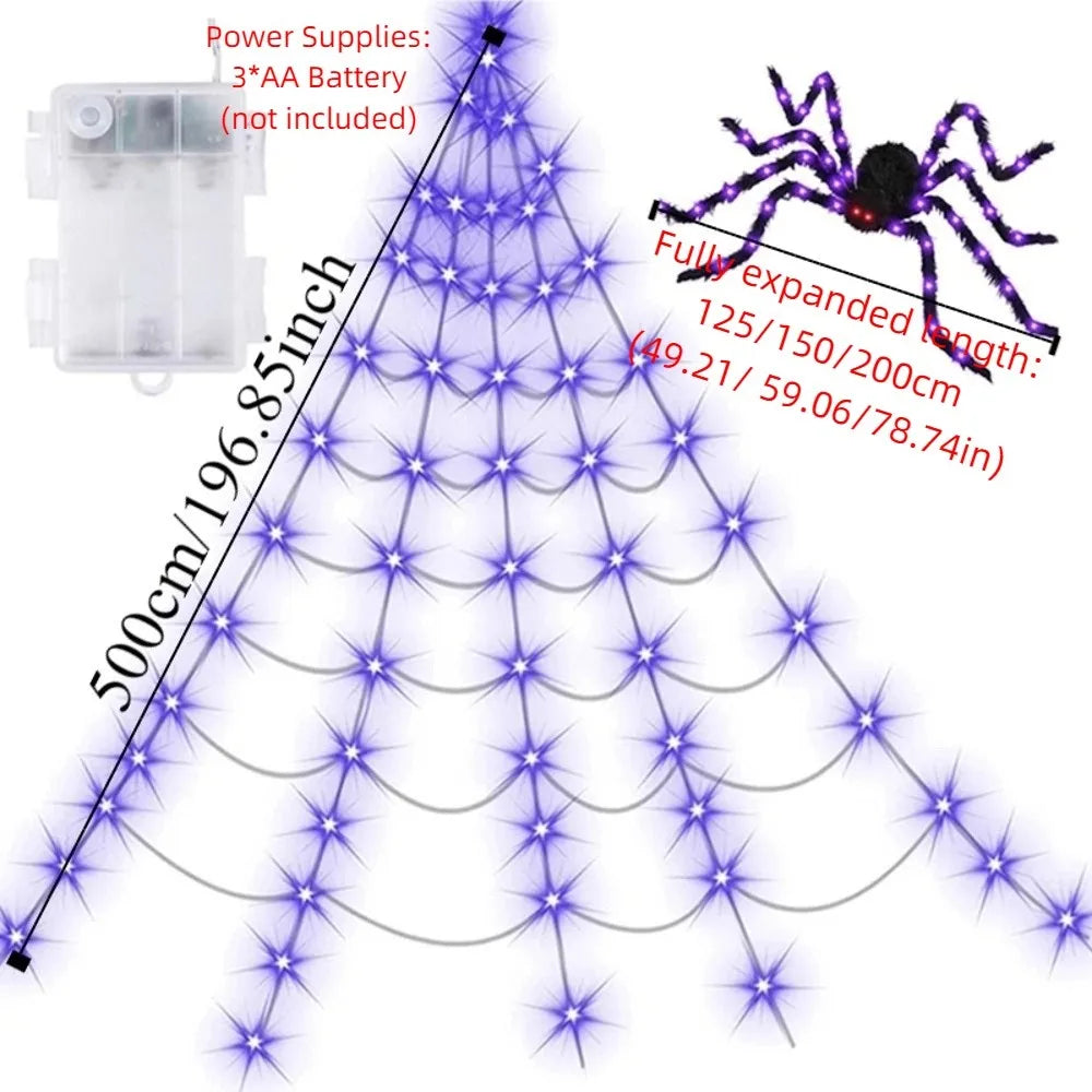 Giant Glowing Spider Web with Remote (16.4-ft Halloween Outdoor Decor)
